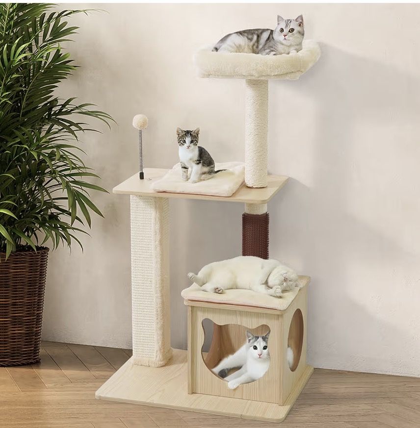 42” Wooden Cat Tree Tower