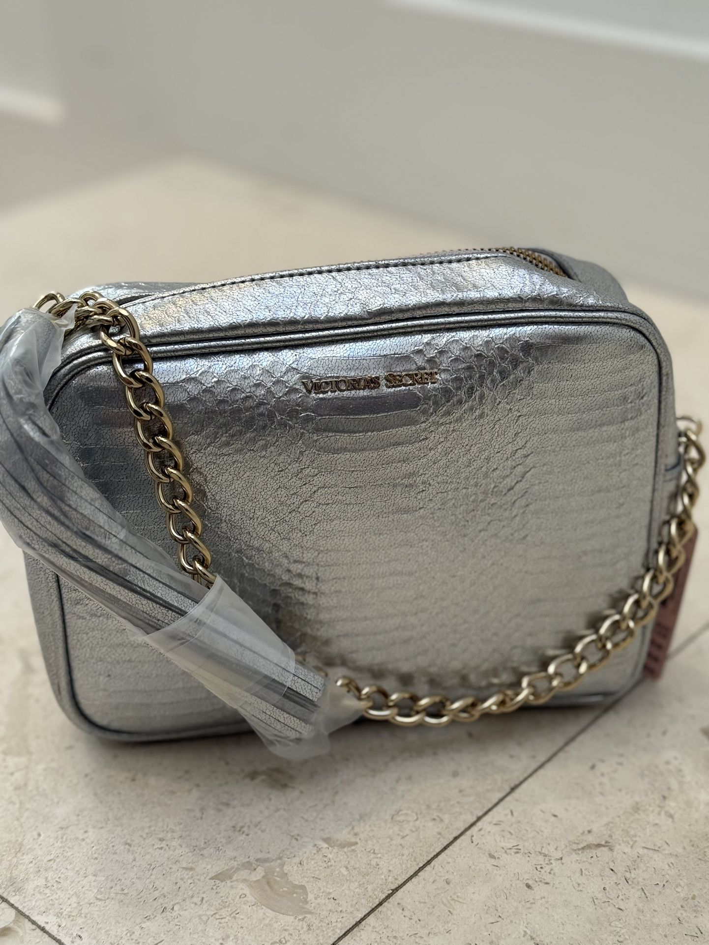 Victoria's Secret silver crocodile embossed bag