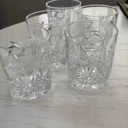 Cut Crystal Rock Glasses Pinwheel Design 