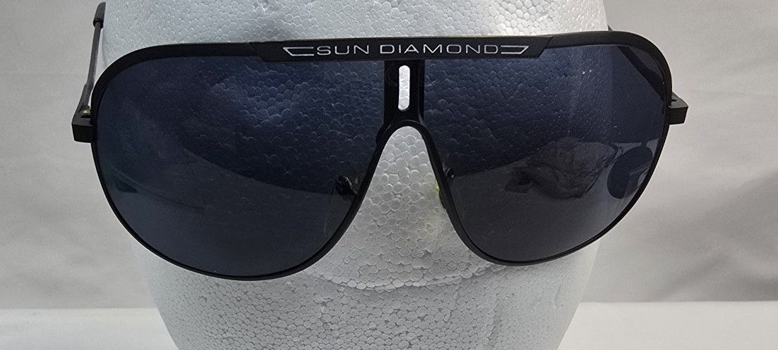 🕶️ Vintage Sun Diamond Black Shield Sunglasses – 1990s/2000s – Unisex Oversized Style