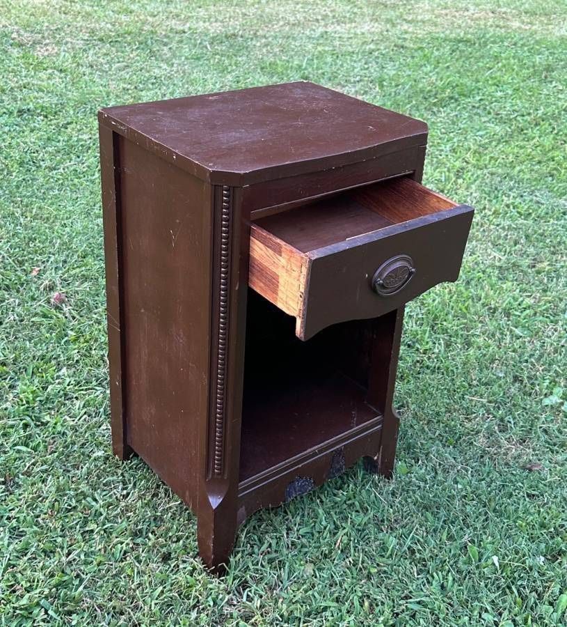 Vintage Antique 1 Drawer Open Cabinet Side Accent Table Nightstand
