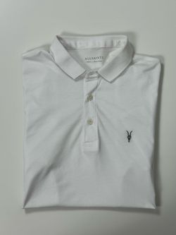 AllSaints Men’s Polo Shirt Small White Short Sleeve