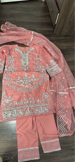 Pink Embroidered Salwar Kameez 3-Piece Set