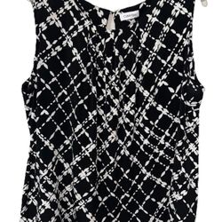 Calvin Klein Women's Sleeveless Black/White Large  Blouse