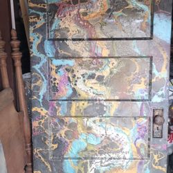 Epoxy Art On Antique Solid Wood Door