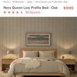 Brand New Nera Queen Low Profile Bed - Oak