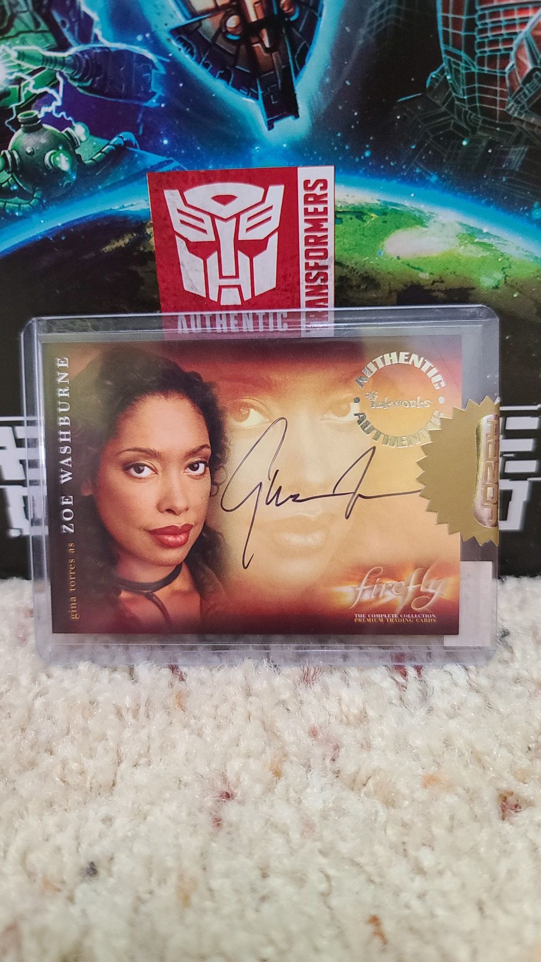 Inkworks autograph of Gina Torres as Zoe Washington in Firefly