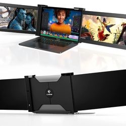LIMINK S11 Portable Triple Monitor Screen Extender for 13-16" Laptop | 2 Freestanding 12'' FHD 1080P LCD IPS Screens with Kickstand | USB-C, Mini-HDMI