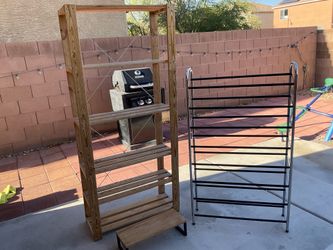 Outdoor Wooden 5 tier rack and shoe rack ,mini stool