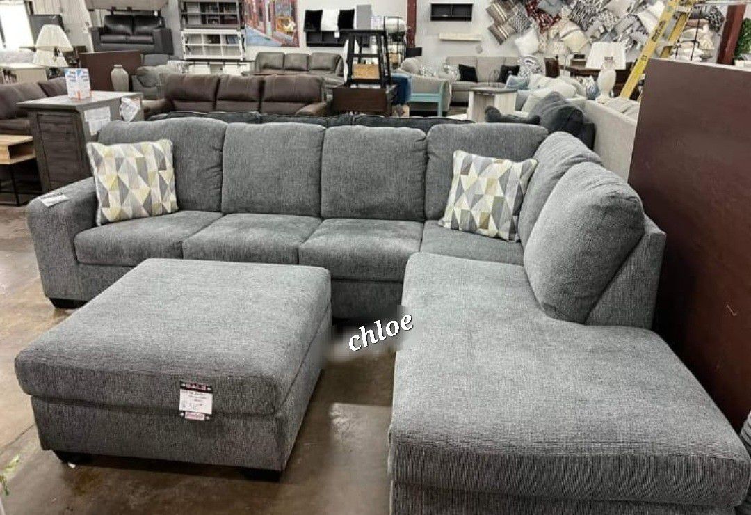 ■ASK DISCOUNT COUPON🎍 sofa Couch Loveseat Living room set sleeper recliner daybed futon ■Dalhart Charcoal Gray Raf Or Laf Sectional 