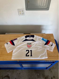 united states timothy 'WEAH #21' 2022 World Cup home medium (authentic version) jersey (nike) (w/ patches)