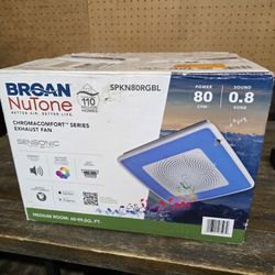 Broan NuTone ChromaComfort Exhaust Ventilation Fan w/ Light & Speaker SPKN80RGBL
