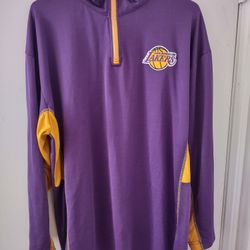 Los Angeles LA Lakers NBA Long Sleeve Warm Up Jacket Purple Yellow Size XLT
