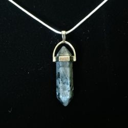 Labradorite Crystal Pendant Sterling Silver Necklace Aura Cleansing Enhance Psychic Abilities Spiritual Protection