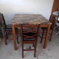 Table, With Chairs And Stool