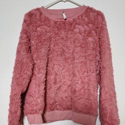 Women's Pink Fluffy Sweatshirt Size XL
