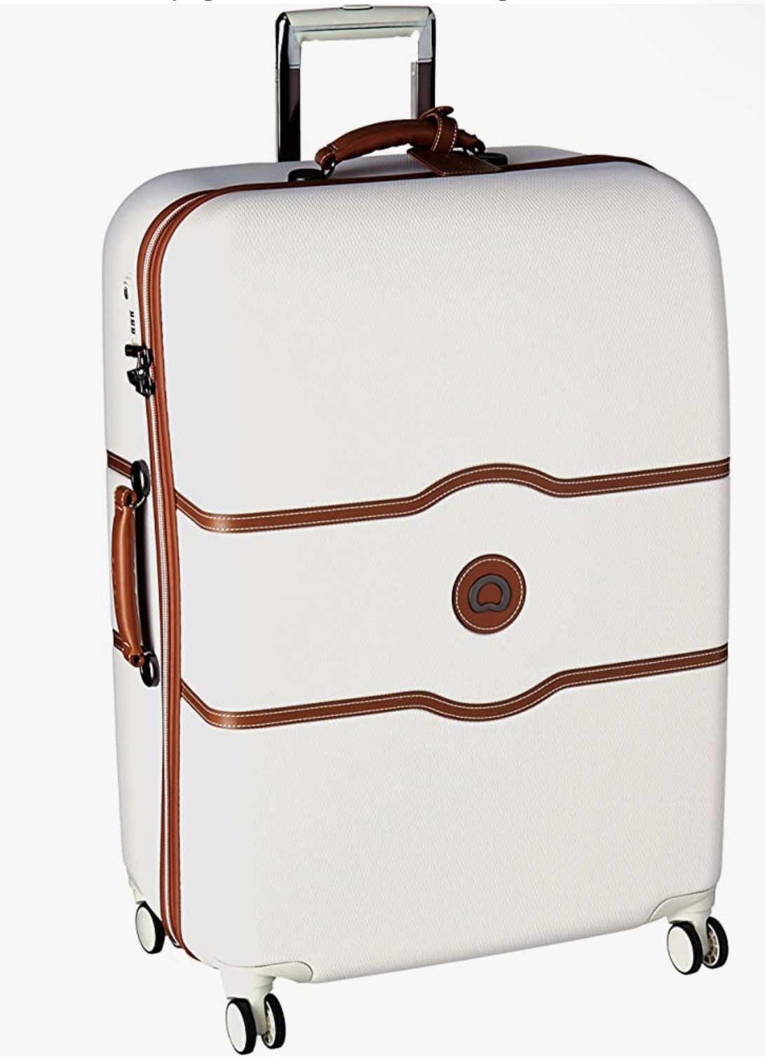 DELSEY Paris Chatelet Hard+ Hardside Luggage with Spinner Wheels, Champagne White, Checked-Large 28 Inch, with Brake