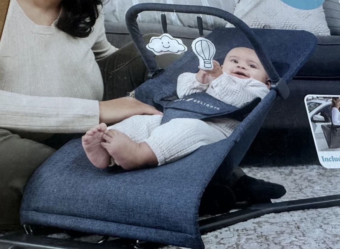 NEW Baby Delight Alpine Deluxe Portable Bouncer Indigo New, Open Box
