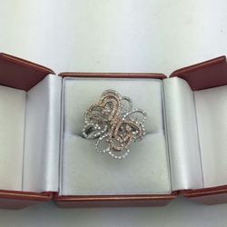 18k Rose Gold & White Gold Diamond Ring Size 7 💵  💳  💵  Cash and Card Accepted