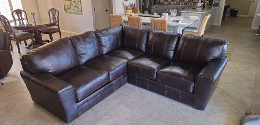 Brown Italian leather sectional sofa