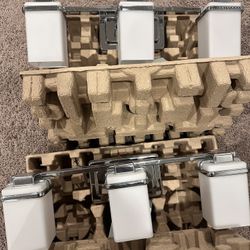 Set Of 2 Silver 3-light Bathroom Fixtures 