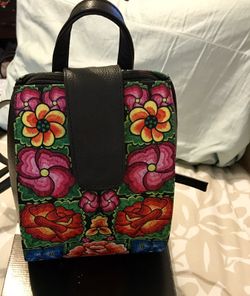 FLORAL LEATHER BACKPACK
