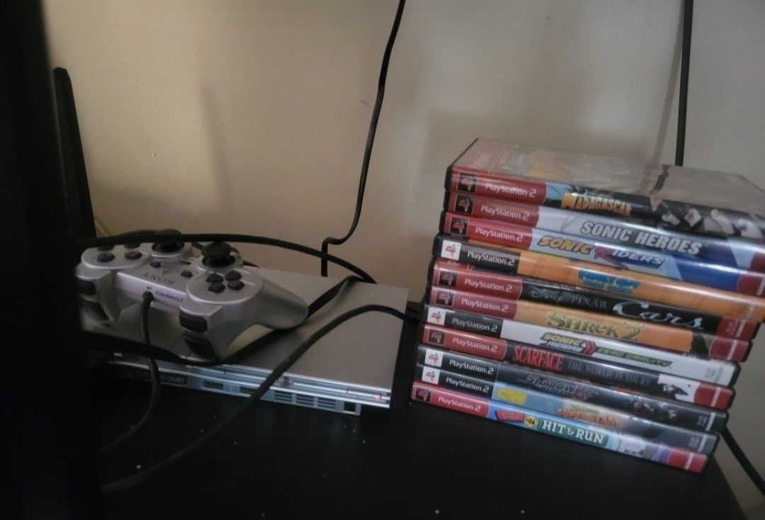 (Read Description) Sony PlayStation 2 Slim PS2 Console W/ Cables & Official Controller Tested And Games
