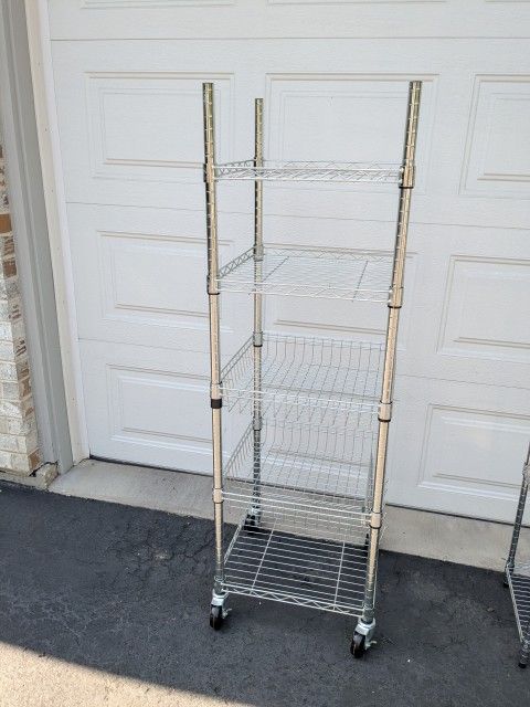 5 Tier Heavy Duty CHROME Rack Shelf 18"x18"x57" with Wheels