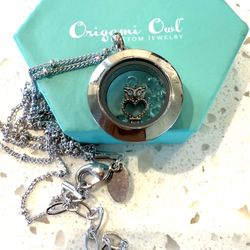 New Origami Owl Earrings Living Locket Owl Pendant Necklace Blue Eyes Charms Cha