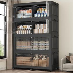 200GAL Extra Large Storage Bins with Lid, 800Qt Stackable Closet Organizers and Drawers, Collapsible Storage Bins with Wheels, Folding Containers for 