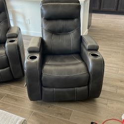 Swivel Leather Look Recliners 