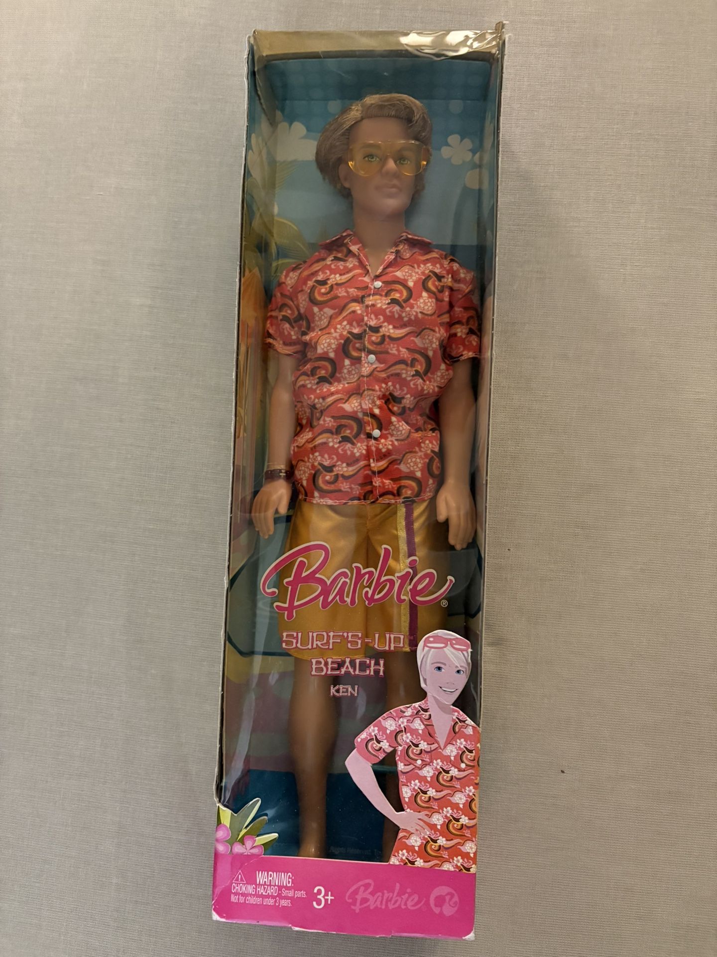 Barbie Surf's Up Beach Ken Doll Rooted Hair Hawaiian Shirt 2007 Mattel