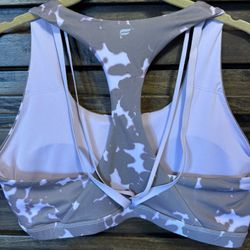 Fabletics Boost Medium Impact Sports Bra Tie Dye Purple Size Large EUC