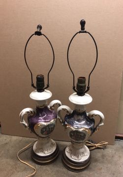 Vintage pair of matching porcelain lamps