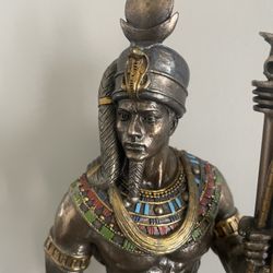 VERONESE DESIGN 10 3/4 Inch Khonsu Ancient Egyptian God of The Moon Cold Cast Resin Bronze Finished Statue