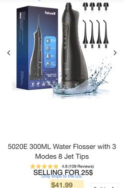 5020E 300ML Water Flosser with 3 Modes 8 Jet Tips