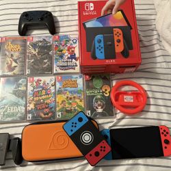 Switch Oled With Games And Accessories