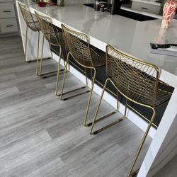 Cb2 Crate & Barrell Gold Counter Stools.