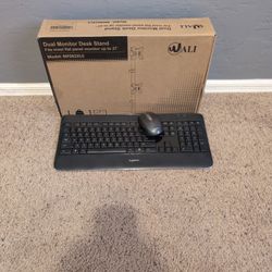 Logitech Keyboard, mouse and Dual Monitor Desk Stand 