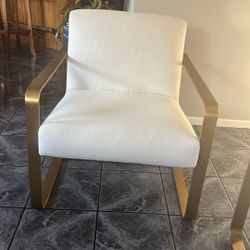 2 Gold And White Chairs 