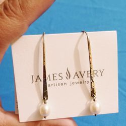 James avery silver retired  pearl long earrings $240