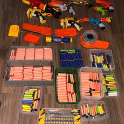 NERF GUNS. 15.  +.  263 Used Foam  Darts. & 51 New  In Package 