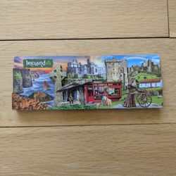 Ireland Montage Wooden Fridge Magnet 6"x2". Handmade Multi Layers. Iconic Sights. Elegant Irish Souvenir! One of a Kind ! 