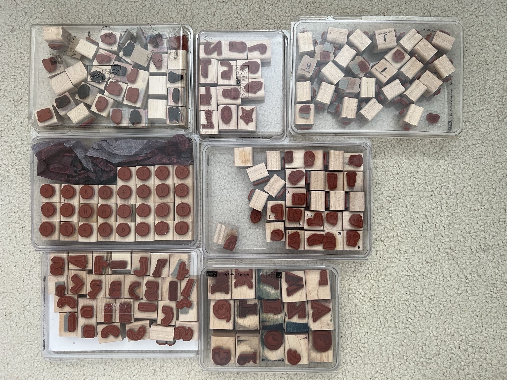 Stampin up! 7 Alphabet/Numbers Themed Rubber Stamp Sets