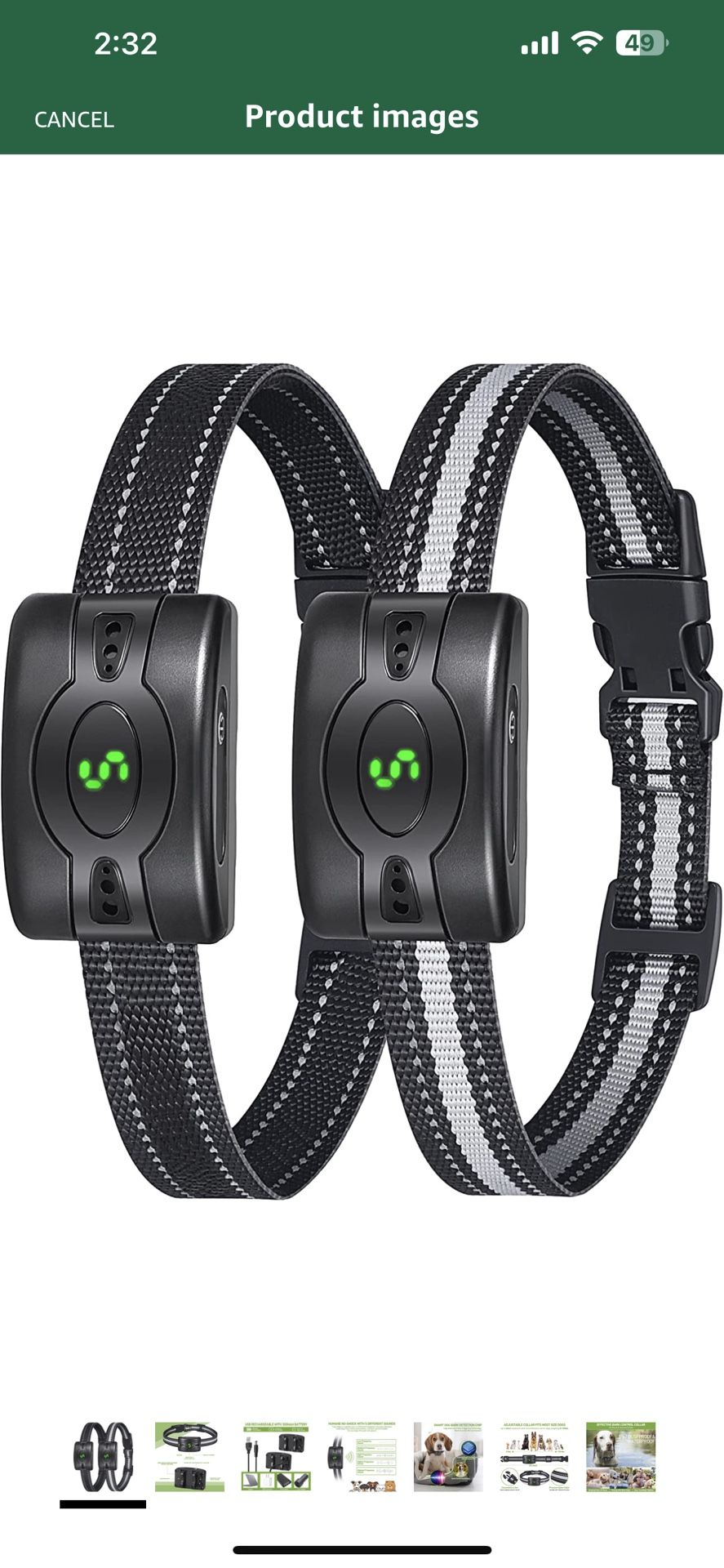 2 Pack Rechargeable Dog Bark Collar, Anti Barking Collar with 5 Sensitivity, No Shock Bark Collar with Vibration&5 Variable Beep, IP67 Waterproof Smar