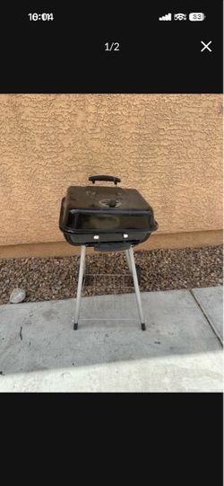 Portable Charcoal BBQ Grill with Lid & Wheels – $15