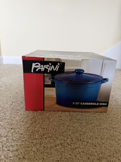 Parini Blue 5 QT Casserole Stoneware Dish & Lid