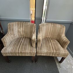 Brown Striped Accent Chairs 