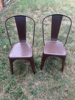Pair of all metal cafe bistro chairs. Very good condition