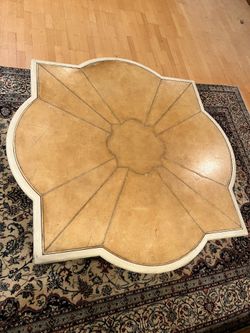 Leather-Top Coffee Table with Metal Legs